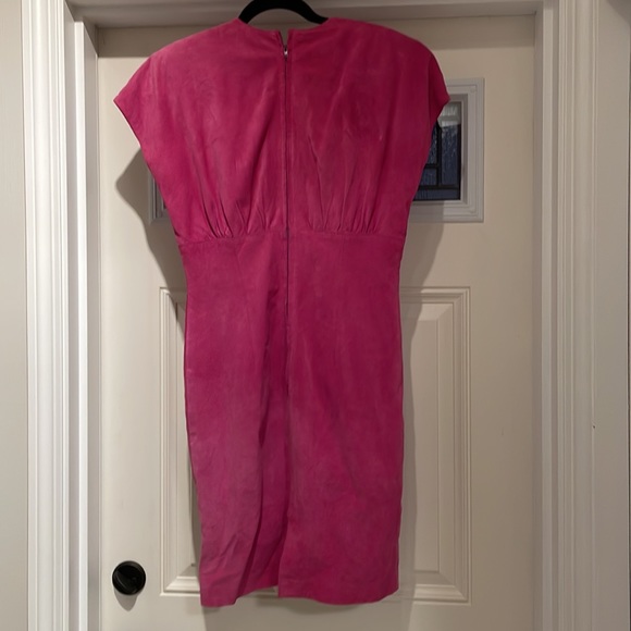 Hot pink vintage Danier suede dress - Picture 3 of 7